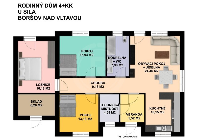 PRODEJ RODINNÉHO DOMU 4+KK, U SILA, BORŠOV NAD VLTAVOU