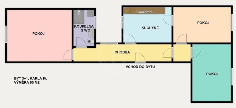 PRONÁJEM PROSTORNÉHO BYTU 3+1, KARLA IV., ČESKÉ BUDĚJOVICE