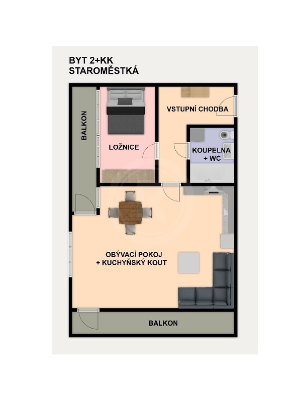 PRODEJ BYTU 2+KK, STAROMĚSTSKÁ, ČESKÉ BUDĚJOVICE